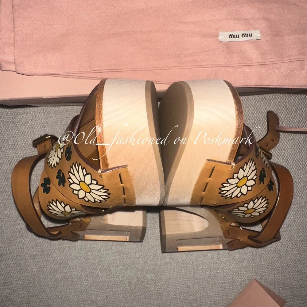 MIU MIU Platform Leather Sandals 37 - Picture 12 of 15